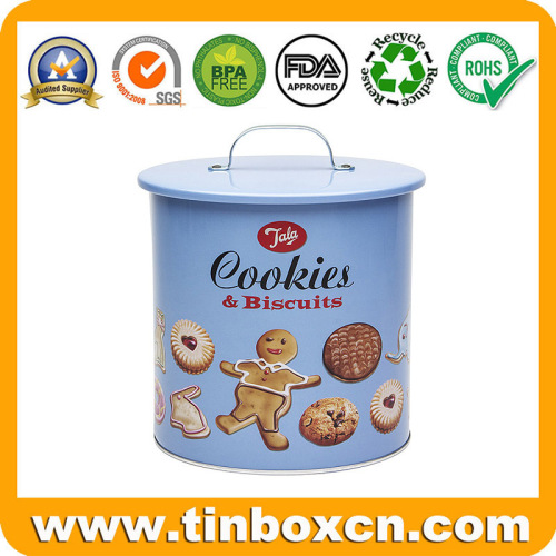 TALA Decorative Round Cookies and Biscuits Tin With Handle