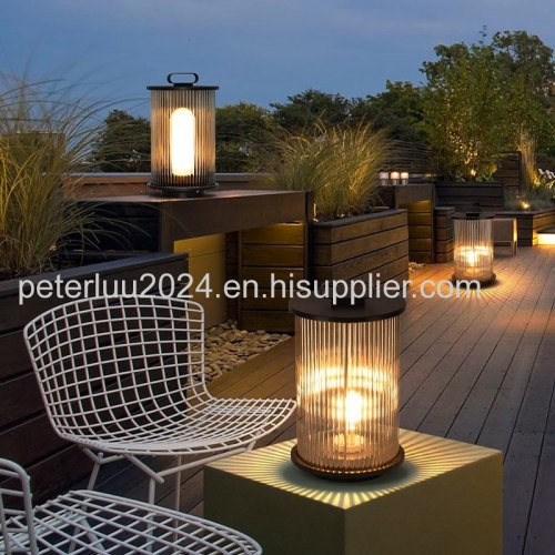 Handle Portable Led Pillar Mounted Pedestal Lamp Warm White Lamp Bollard Lights Solar LED Garden Outdoor Light Pathway l