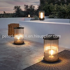 Handle Portable Led Pillar Mounted Pedestal Lamp Warm White Lamp Bollard Lights Solar LED Garden Outdoor Light Pathway l