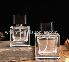 30ml 50ml 100ml Square Empty Highly Clear Perfume Glass Bottles with Caps