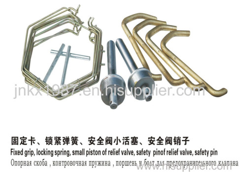 Fixed grip locking spring small piston of relief valve safety pinof relief valve safety pin