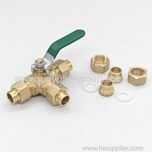 1/2in DN50 PN16 3-Way Solder End Brass Medical Gas Ball Valve for Hospital Gas Pipeline System