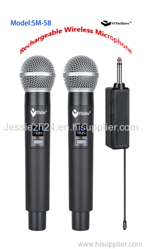 Yitesim Rechargeable Dual Channels Wireless Handheld Microphone