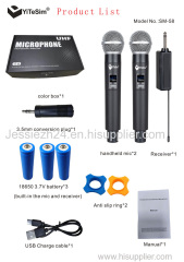 Yitesim Rechargeable Dual Channels Wireless Handheld Microphone