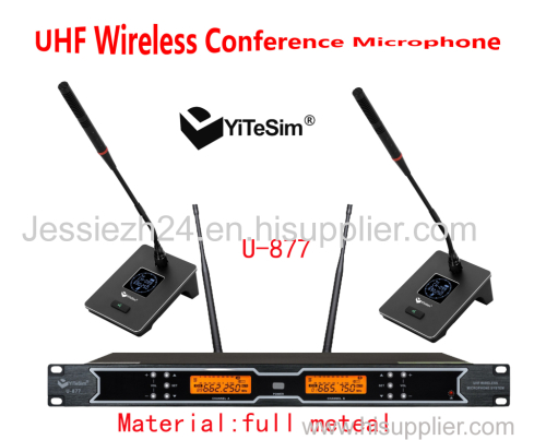 Yitesim UHF wireless Conference Microphone Dual Channels with IR scan or matching frequency