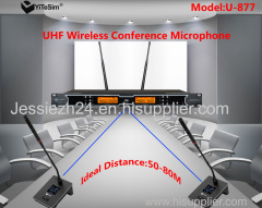 Yitesim UHF wireless Conference Microphone Dual Channels with IR scan or matching frequency