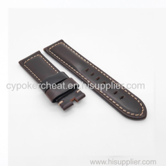 22mm- 24mm Black Red Waxy Calf Leather Strap Bracele Watchband for PAM RADIOMIR LUMINOR