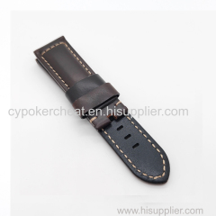 22mm- 24mm Black Red Waxy Calf Leather Strap Bracele Watchband for PAM RADIOMIR LUMINOR