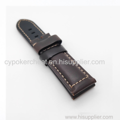 22mm- 24mm Black Red Waxy Calf Leather Strap Bracele Watchband for PAM RADIOMIR LUMINOR