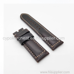 22mm- 24mm Black Red Waxy Calf Leather Strap Bracele Watchband for PAM RADIOMIR LUMINOR