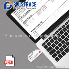 PLUSTRACE Single-use temperature data logger with automatic PDF report.