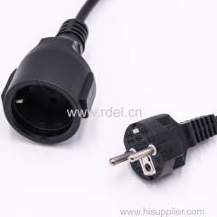 Europe type VDE extension cords standard power cable schuko male plug insert with female plug