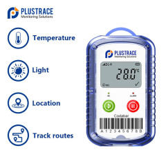 PLUSTRACE Real-time Temperature data logger Location sensor Light Recorder.