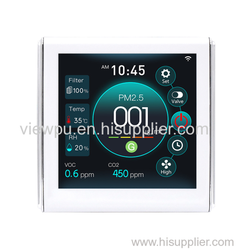 Smart 4 Inch Fresh air hrv Ventilation System VOC PM2.5 Temperature Humidity Color Screen Monitor Controller