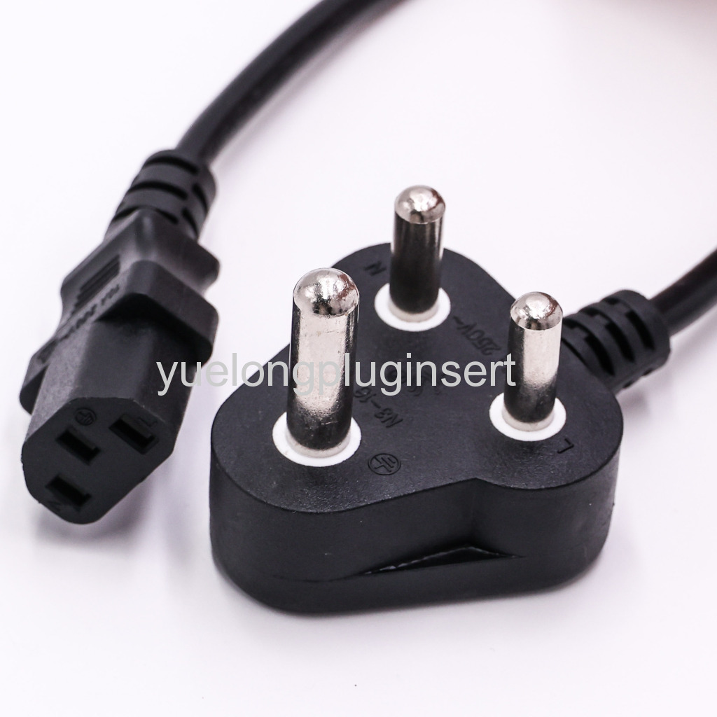 South Africa 15A/16A Plug to IEC C13 Power Cable