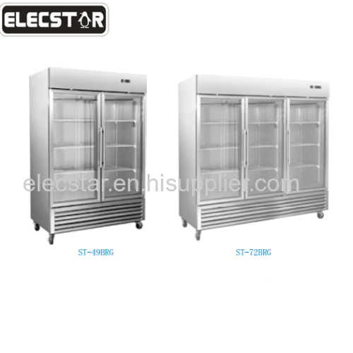 reach in refrigerator with glass door