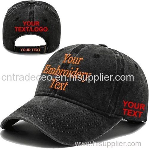 Embroidery Custom Logo Washed Plain Baseball Cap Retro Adjustable