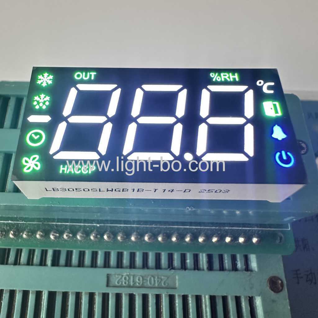 Display LED ultra brilhante branco/azul/verde puro de 7 segmentos, três dígitos, 12,7 mm, cátodo com para controlador de temperatura