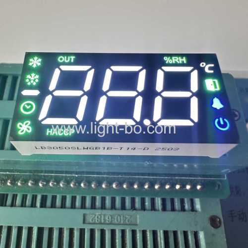 Display LED ultra brilhante branco/azul/verde puro de 7 segmentos, três dígitos, 12,7 mm, cátodo com para controlador de temperatura