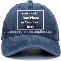 Personalized Denim Hat Custom Your Design Logo Vintage Washed Unisex Adjustable Baseball Cap