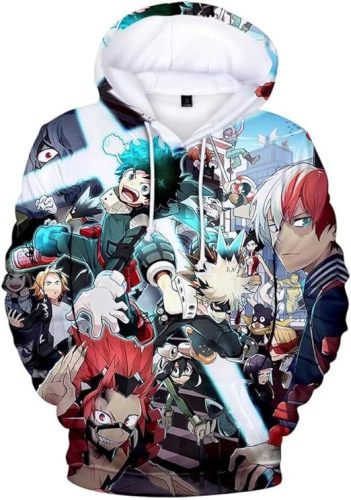 Boku No Hero Fleece Hoodie Novelty Hooded Pullover Sweatshirt