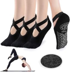 Yoga Socks for Women Non-Slip Grips Straps Ideal for Pilates Pure Barre Ballet