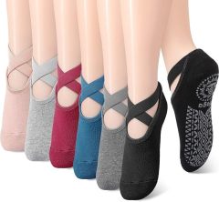 Yoga Socks for Women Nonslip Barre Socks with Straps Ballet Dance Socks for Yoga Pilates Ballet Barre Dance
