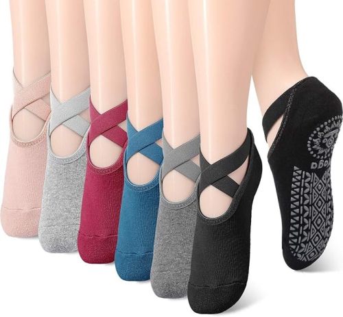 Yoga Socks for Women Nonslip Barre Socks with Straps Ballet Dance Socks for Yoga Pilates Ballet Barre Dance
