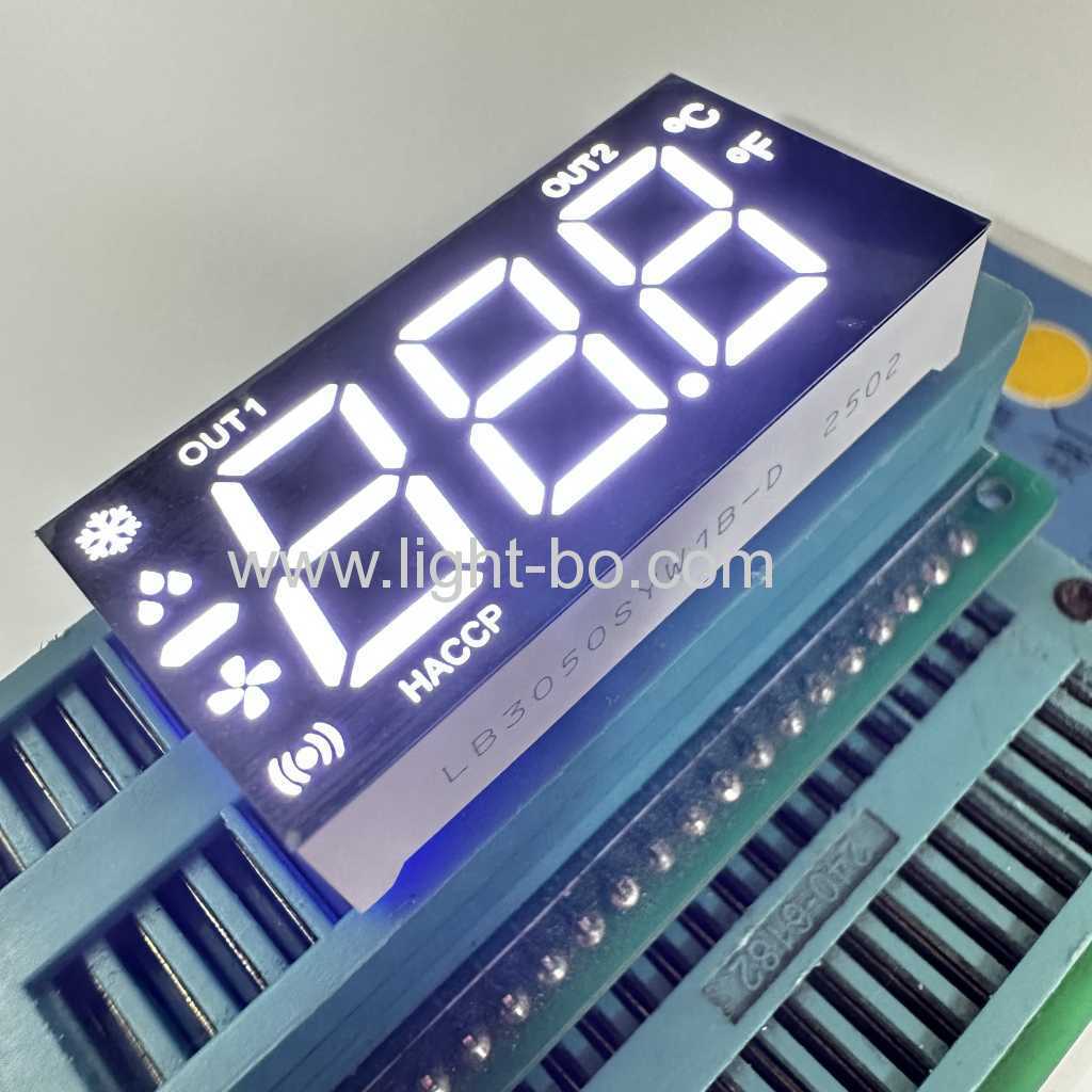 Pantalla LED blanca ultrabrillante de 7 segmentos, 3 dígitos, 12,7 mm, cátodo común para panel de control de refrigeración
