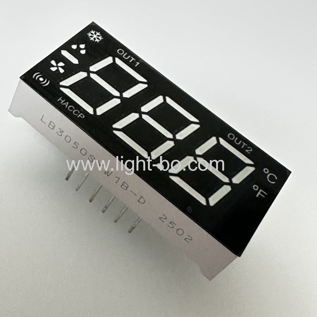 Pantalla LED blanca ultrabrillante de 7 segmentos, 3 dígitos, 12,7 mm, cátodo común para panel de control de refrigeración