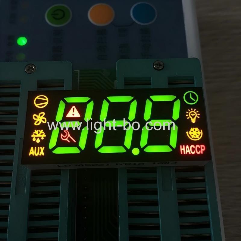 Pantalla LED de 7 segmentos, verde/amarillo/rojo súper brillante, de ánodo común de tres dígitos de China para control de refrigerador.