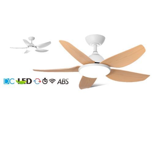 AC/DC ceiling fan white black wood color LED light