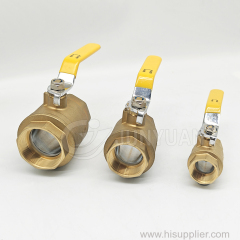 Brass Valve Factory OEM DN50 Yellow Body High Pressure Red Long Handle Female Thread 2 Inch Brass Ball Valve