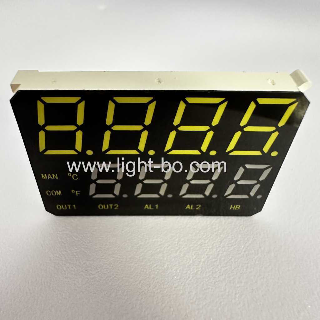 Display LED de 7 segmentos personalizado, branco/verde puro, 4+4 dígitos, ânodo comum para controle de processo