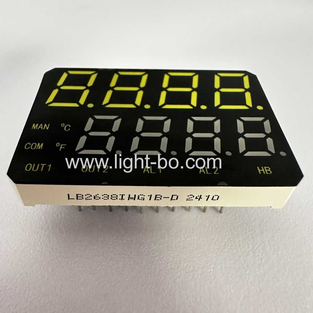 Display LED de 7 segmentos personalizado, branco/verde puro, 4+4 dígitos, ânodo comum para controle de processo