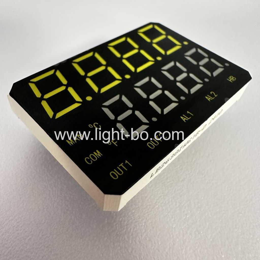 Display LED de 7 segmentos personalizado, branco/verde puro, 4+4 dígitos, ânodo comum para controle de processo