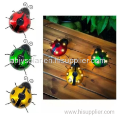 Amazon wholesale solar ladybug wall mounted lights outdoor lawn led decorative lights iron garden landscape lights