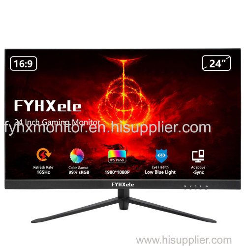 24inch FHD 1080P 165HZ monitor IPS flat Freesync 1ms response LCD gaming monitor with speakers