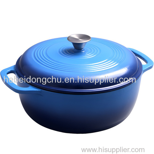 Enameled Cast Iron Round Dutch Oven With Lid and Dual Handles Heavy-Duty & Small 5L Blue