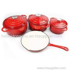 High quality Kitchen Pot 20/22/24cm round Nonstick Cast Iron Casserole Enamel Cookware Dutch Oven Set 25cm enamel frying