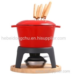 Traditional Fondue Set enameled cast iron fondue for Traditional swiss 12 pcs fondue pot for Meat Chocolate & Cheese