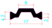 17mm PA66GF25 Hollow Chamber Thermal Break Polyamide Insulating Profiles