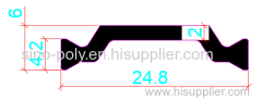 24.8mm PA66GF25 Hollow Chamber Thermal Break Polyamide Insulating Profiles