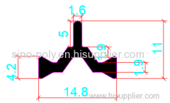 14.8mm PA66GF25 Hollow Chamber Thermal Break Polyamide Insulating Profiles