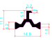 14.8mm PA66GF25 Hollow Chamber Thermal Break Polyamide Insulating Profiles