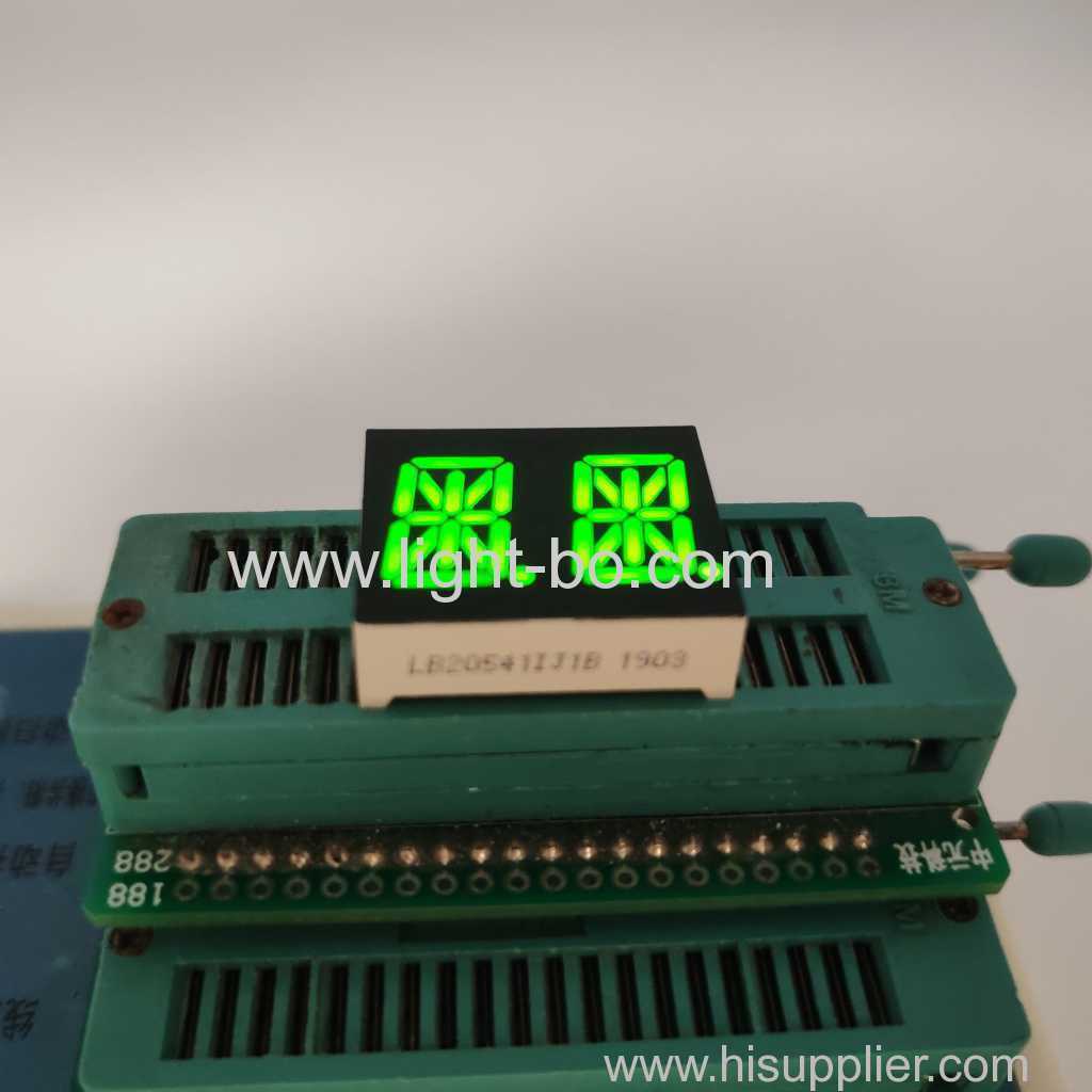 Reines grünes schwarzes alphanumerisches LED-Display, 2-stellig, 13,8 mm, 14 Segmente