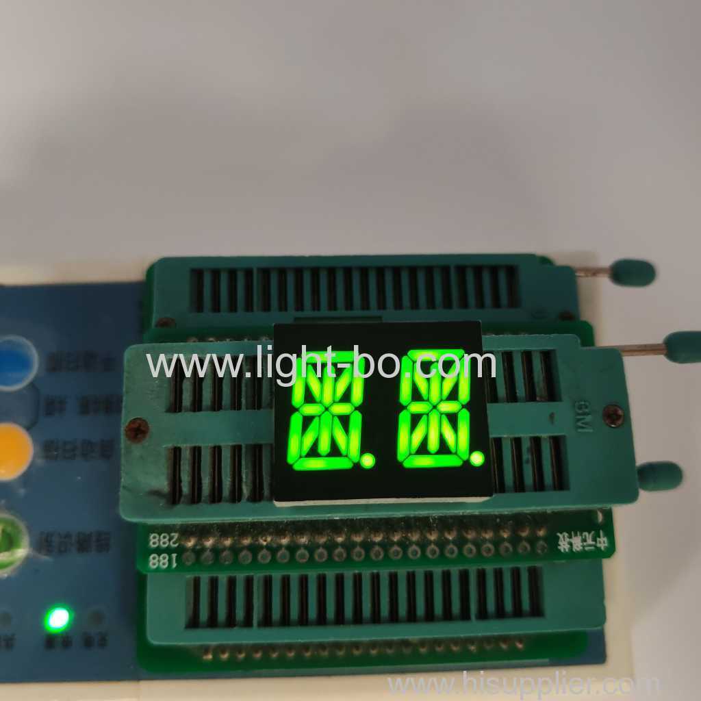 Reines grünes schwarzes alphanumerisches LED-Display, 2-stellig, 13,8 mm, 14 Segmente