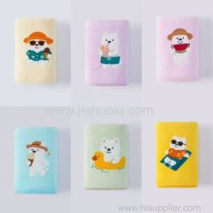 Soft comfortable fresh and cute cartoon coral velvet towel embroidered towel bath towel set