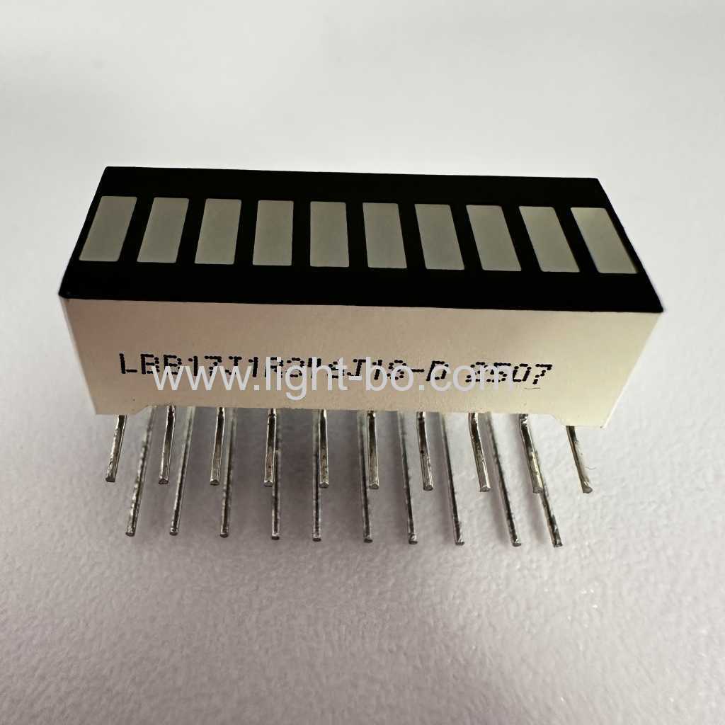 Çift hatlı 90 derece pin bükme özelliğine sahip çok renkli 10 segmentli LED çubuk dizisi ortak katot