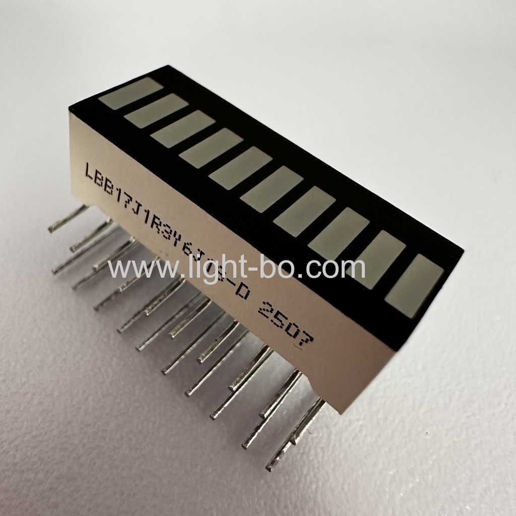 Çift hatlı 90 derece pin bükme özelliğine sahip çok renkli 10 segmentli LED çubuk dizisi ortak katot